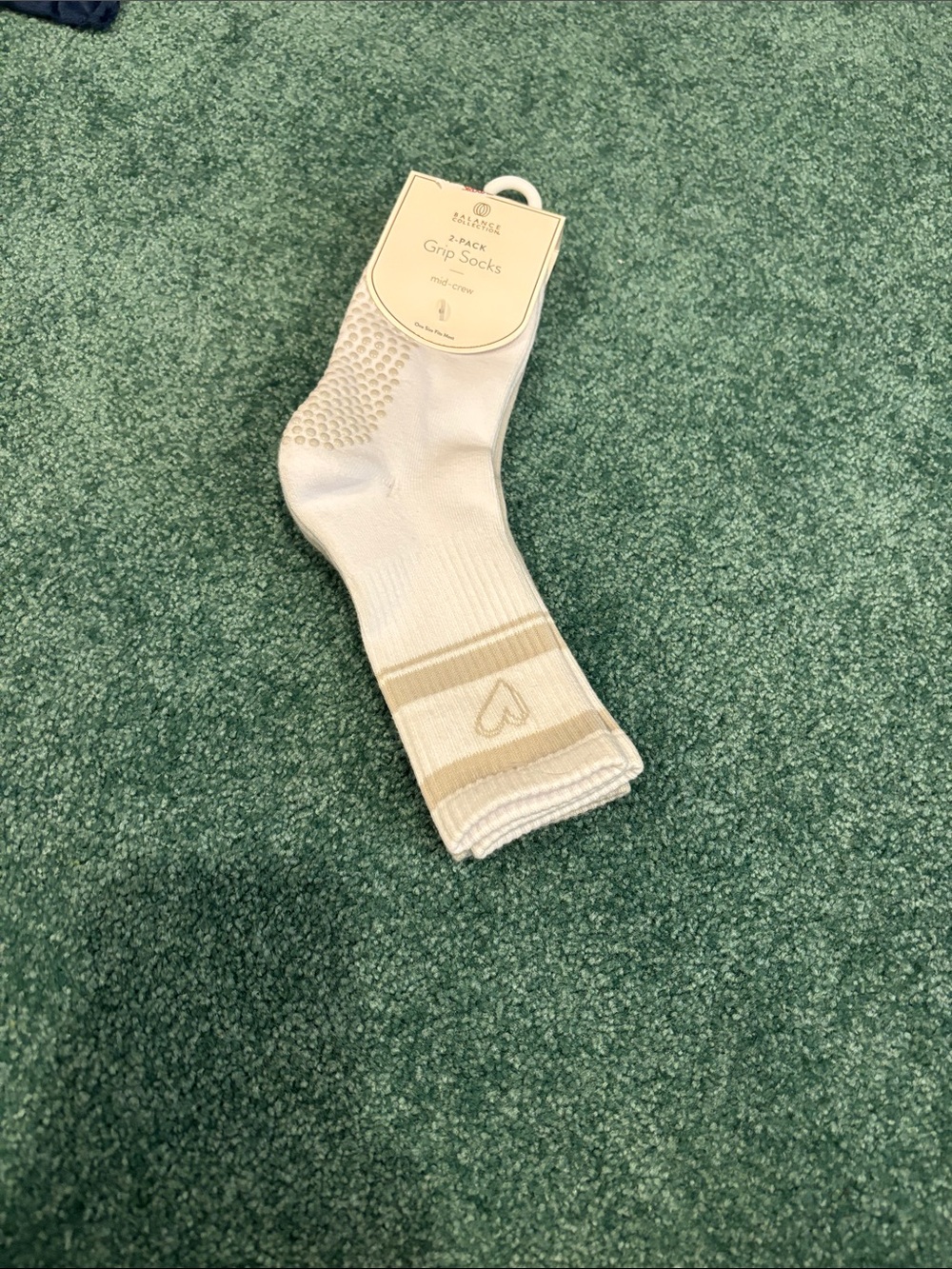 NWT Balance Collection 2 Pack Grip Socks White Gray Mid Crew Pilates